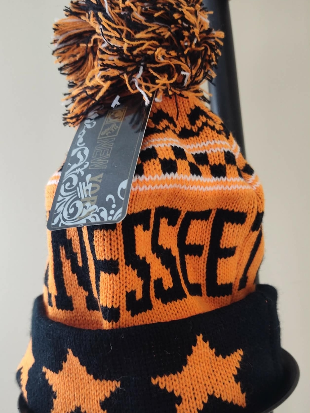 Orange & Black 'Tennessee' Pom Knit Beanie Hat